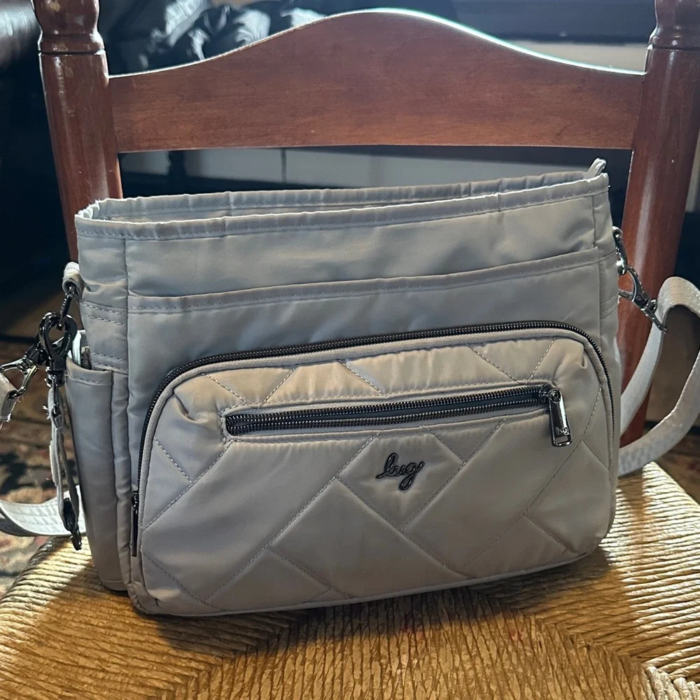 Lug LE Ultra shimmy Women's Light Gray Quilted Crossbody Bag - Picture 3 of 13
